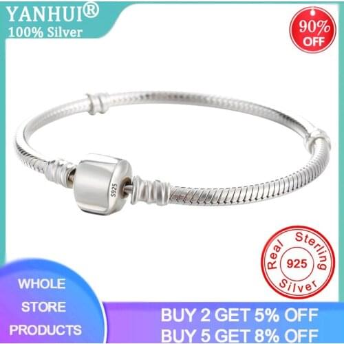 Never Fade DIY Pendants Beads Charms 925 Silver Chain Charm Bracelet With S925 Logo Original Silver Jewelry Women Handmade Gift