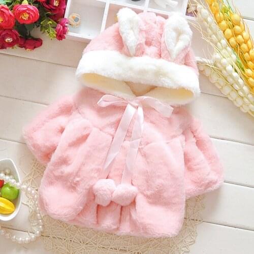 Baby Girls Snow Wear 2018 New Winter Rabbit Ear Hooded Outerwear Children Cotton Clothes Winter Newborn Baby Coat Down Parkas