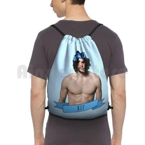 Flower Crown-Kit Backpack Drawstring Bag Riding Climbing Gym Bag Kit Harington Blue Light Blue Soft Pastel Pastel Blue Got