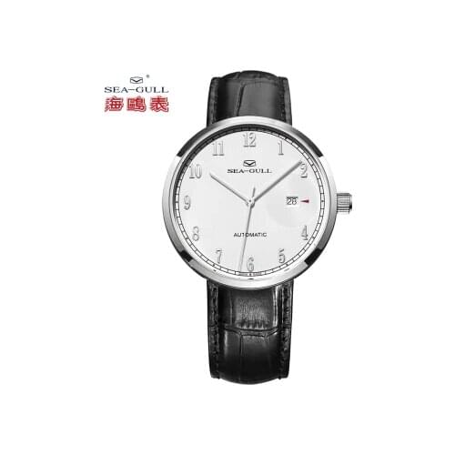 Seagull bauhaus style automatic watch auto date ST2130 movement exhibition back small detailed mechanical dress mens watch 1006