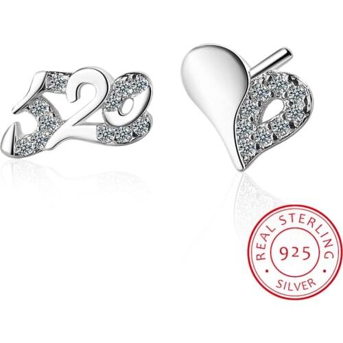 925 silver needle earrings asymmetrical love face thin earrings female temperament personality wild earrings