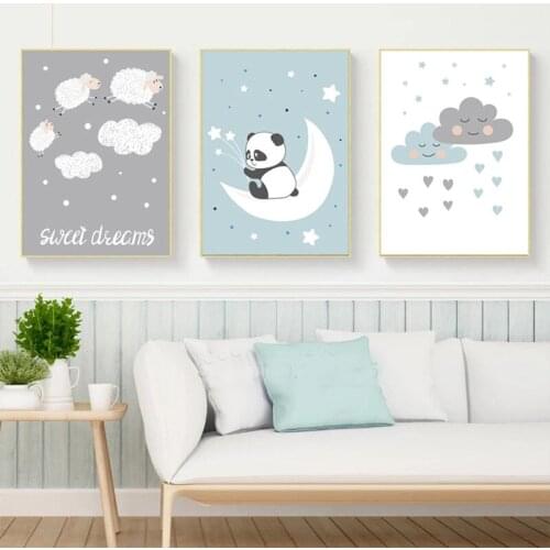 Nordic Cartoon Cute Panda Sheep 3pcs diamond embroidery diy diamond painting full square round diamond mosaic baby roomZP-2004