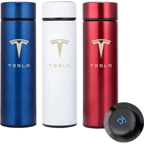 Real-time Temperature Intelligent Stainless Steel Thermos Bottle Cup For Tesla S Model 3 Model X Y 2018 Car Accessories Cups