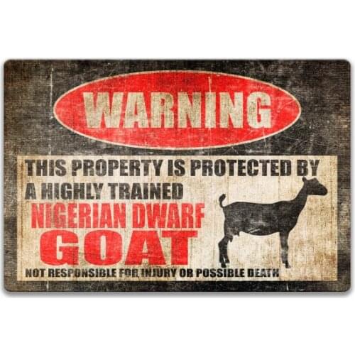 Nigerian Dwarf Goat Sign Funny Goat Decor Warning Danger Metal Tin Sign Vintage Tin Metal Sign