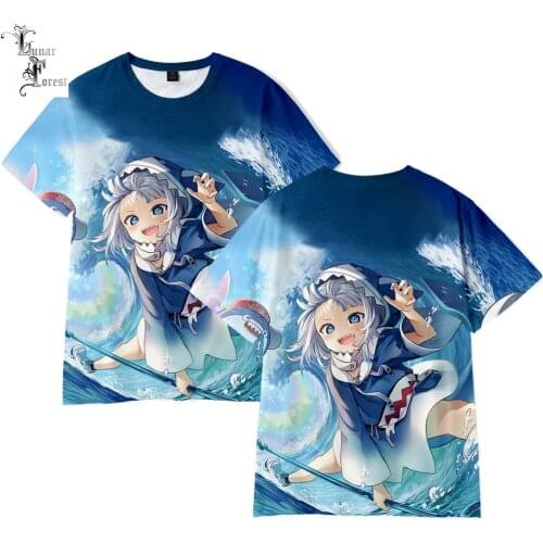 VTuber Gawr gura 3D Printing T-shirt Summer Fashion Round Neck Short Sleeve Popular Japanese Streetwear Plus Size