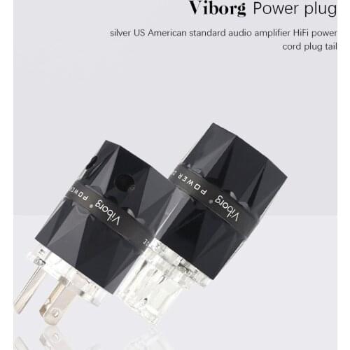 Hifi Power Plug High Quality Us Power Connector Iec Male Female Connector Pure Copper Plated Silver Speaker Audio Amplifier Plug