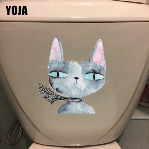 YOJA 17.3*19.8CM Creative Art Cat Home Room Wall Decal Personality Toilet Sticker Decor T1-0080