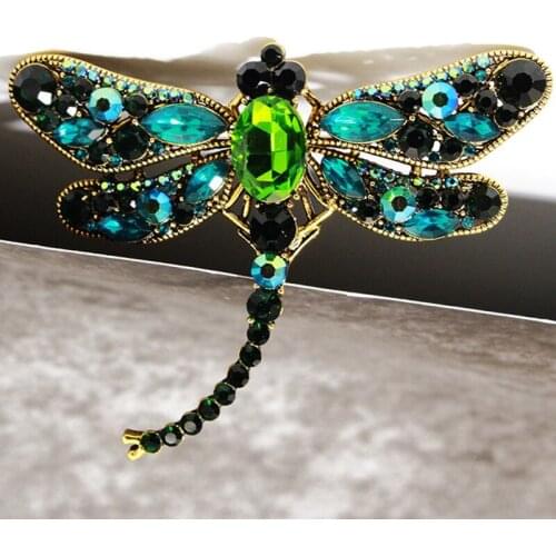 Crystal Rhinestone Dragonfly Brooches for Women Dress Scarf Brooch Pins Vintage Jewelry Accessories Cute Gift Insect Multicolor