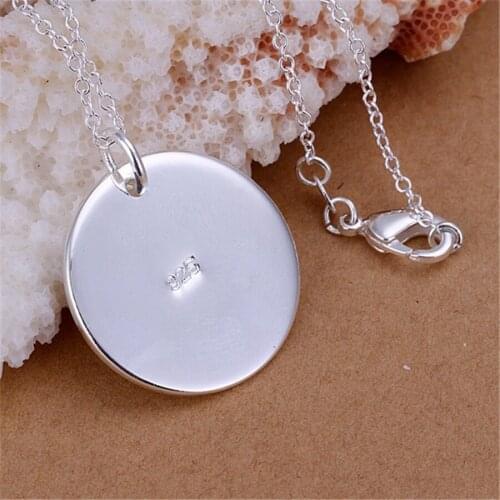 Fashion 925 Sterling Silver classic Round card Pendant Necklace For Women Christmas gifts Popular brands party wedding Jewelry