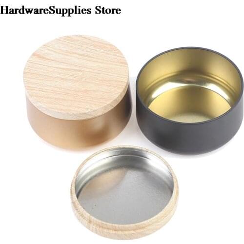 Candle Jars Candle Box Tinplate Can Wood Grain Lids Cosmetic Pot Containers