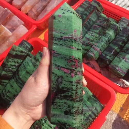 1.2kg Natural Red green treasure QUARTZ CRYSTAL WAND POINT HEALING