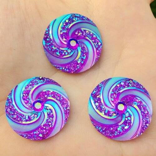 12pcs 25mm AB Round Flower Resin Rhinestone Crystal Stone beads flatback For DIY Wedding Decoration E901