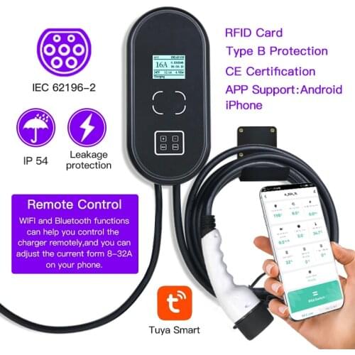 16A 11KW EVSE Wallbox Version Wall EV Charger Electric Vehicle Charging Station With Type 2 Cable IEC 62196-2