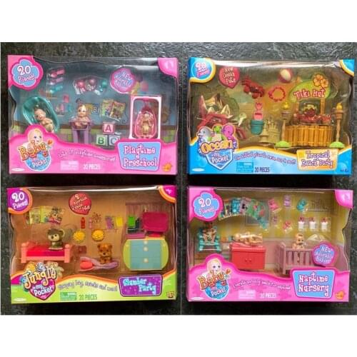 20 Pieces Baby In My Pockets Mini Flocking Figure Toy Scene Set Kids Party Toys Jungle Ocean Play House Educational Toys Gift