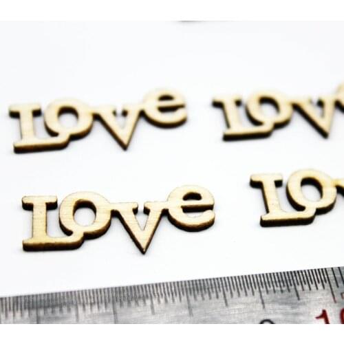 20pcs Script Love Wood Sign Art, Wooden Wood Love Sign, Wedding Decor, diy kit for Anniversary 28mm fashion charms