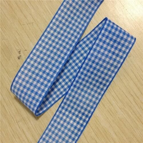 25 38 mm Width 100% polyester blue Plaid Ribbons scottish Gift bows Tartan Ribbon Garments Accessory E1-7
