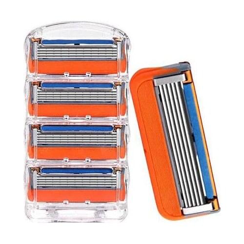 4pcs/lot Razor Blade For Men Face Care 5+1Layers Shaving Cassette Stainless Steel Safety Blades Suit Gillettee Fusione