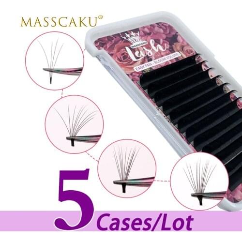 5case/lot High quality private label 8-20mm length mega synthetic silk 1s Blooming eyelashes extension for Mackup Beauty