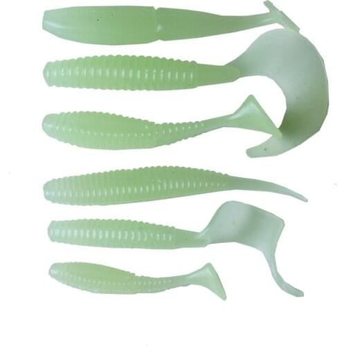6pcs Soft Lure Grubs Luminous Paddle Tail Wobblers Silicone Bait Worm Glow Jigging Lure Carp Fishing Lure Shad Artificial Bait