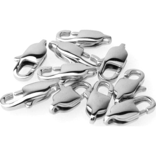 9-18MM 50/100pcs Wholesale Bulk Stainless Steel Silver Color Lobster Clasp End Clasps Chains Connector For Necklace Bracelet