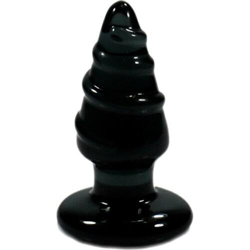 Black Glass Spiral Anal Plug Couples Erotic Glass Butt Plug Woman Men Sex Toys For Adult Anal Dilator G Spot Anus Ass Plug