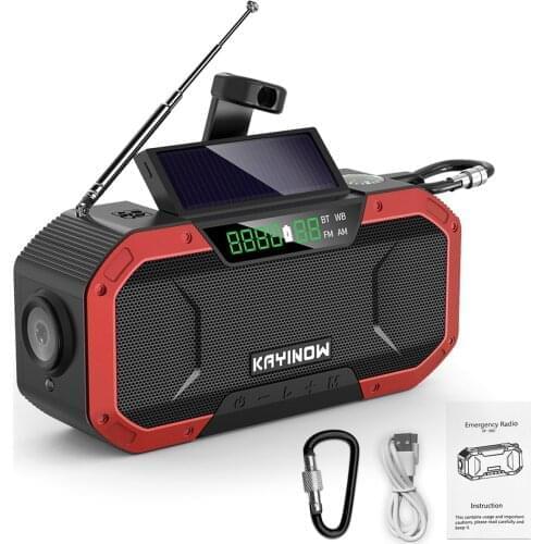 Emergency Solar Hand Crank Radio 5000mAh Power Bank Charger Flash Light Outdoor Camping Survival Radio