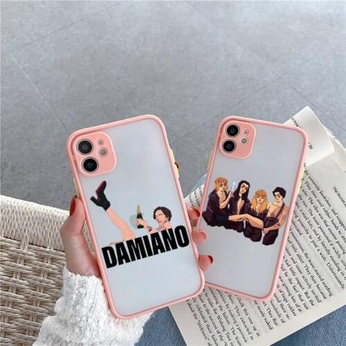 Maneskin Damiano David Phone Case For iPhone 12 11 Mini Pro XR XS Max 7 8 Plus X Matte transparent Pink Cover