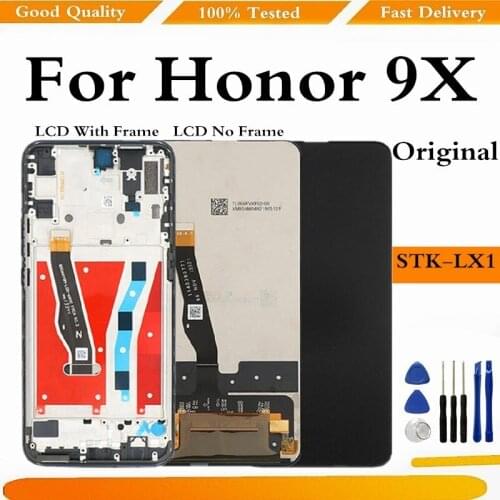 Original For Huawei Honor 9X LCD Display Touch Screen Digitizer Assembly With Frame For Honor 9X STK-LX1 Display Replace Part