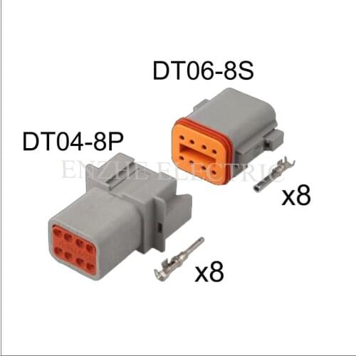 DT series DT06-8S/DT04-8P 1 set female+1 set male connector Include terminal 8 pin connector cable plug socket DJ7081-1.6-11/21