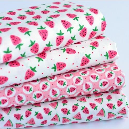 Pink Fruit Watermelon Strawberry Cotton Fabric Prints for Sewing Children Clothes DIY Handmade