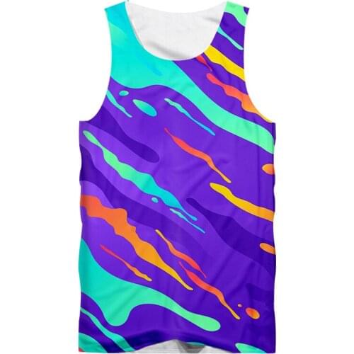 IFPD EU Size Funny Colorful Stripes 3d Colorful Print Tank Tops Men Sleeveless Shirt Fitness Bodybuilding Vest Harajuku 6XL