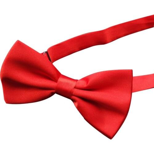 Ikepeibao Red Mens Formal Satin Banded Pre-tied Bow Tie Bowknot