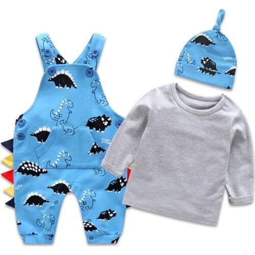 Baby Boy Clothes Set,Infant Long Sleeve + Tops + Hat + Overalls Outfits Suits