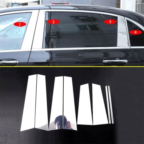 Aluminum Alloy Window Pillar Post Trim Kit Cover Trim For Mercedes Benz W213 E Class 4 Door Sedan AMG 2016-2019