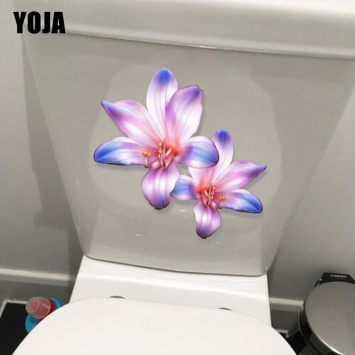 YOJA 21.3*20.8CM Colorful Art Flowers Home Wall Decor Creative Bedroom WC Toilet Seat Stickers T1-0534