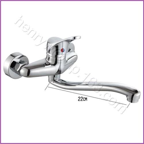 L16358 - Luxury Chrome Finish Wall Mounted Hot & Cold Water Brass Sink Faucet