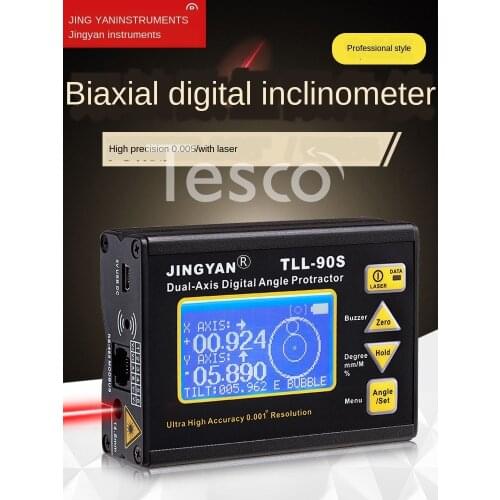 Laser level meter fan small electronic angle meter high precision 0.005 degree dual axis digital display inclinometer TLL-90S