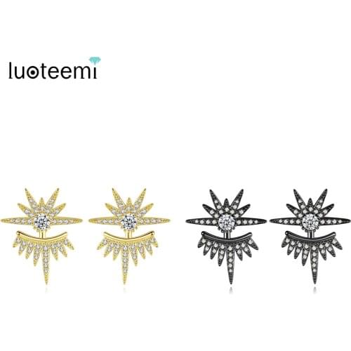 LUOTEEMI Vintage Stud Earrings for Women Wedding Engagement Party Jewelry Accessories CZ Boucle D'Oreille Femme Christmas Gifts