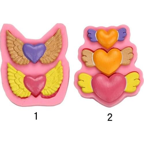 Love Heart Wing Silicone Molds DIY Wedding Fondant Cake Decorating Tools Cupcake Topper Mold Candy Polymer Clay Chocolate Moulds