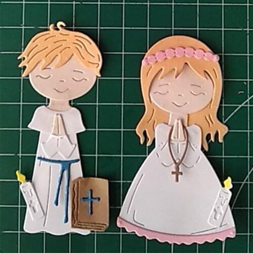 Praying boy girl Metal Cutting Dies Stencils for DIY Scrapbooking Paper Cards Crafts Embossing Diy New 2019 Die Cut