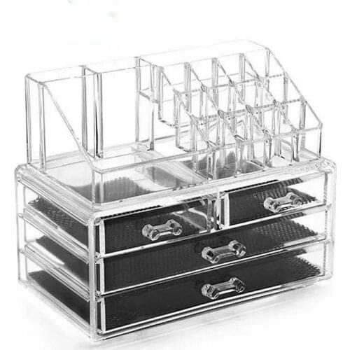 Multifunctional Transparent Acrylic Storage Box Cosmetics Jewelry Rack Large Capacity Desktop Bathroom Storage Organizer