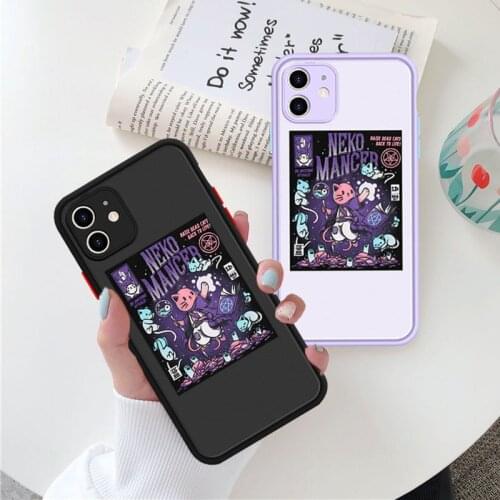 Fashion Neko Mancer Phone Case for Iphone 12 11 Pro Max 6s 7 8 Plus SE2 X XR XS MAX Cute Aesthetic Cat Bumper Clear Cover Coque