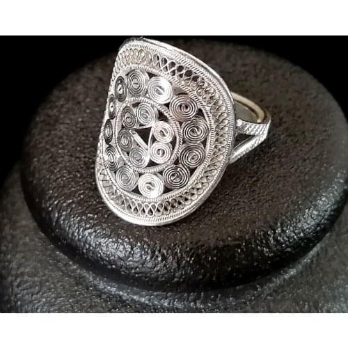 Antique 999 Sterling Silver Men Ring Finger Adjustable Big boho Rings For Women Luxury Jewelry Handmade Vintage Ethnic Jewellery