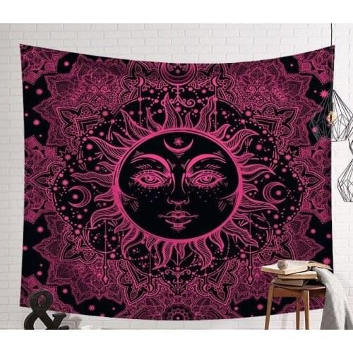 Totems Sun And Moon Stars Red Blue White Grey Black Mandala Hanging Tapestry Decorate Wall Art Bedroom Decoration