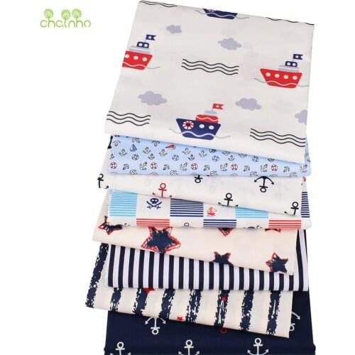 Printed Twill Cotton Fabric,Ocean Sailing Series,Patchwork Cloth For DIY Sewing Quilting Baby&Childs Bedclothes Material