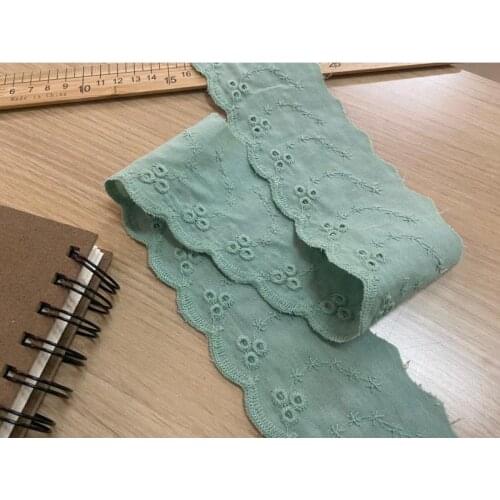 DIY handmade patchwork Retro cotton fabric lace Water green cotton Embroidered lace 6.5cm