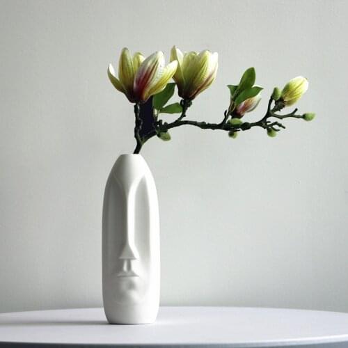 Scandinavian Minimalist Black and White Ceramic Vase Ornaments Floral Living Room Creative Geometric Art Decorative Flower
