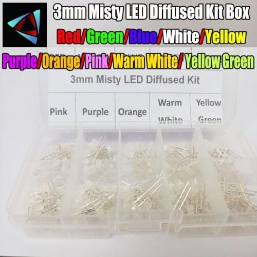 10Colors*20PCS 3mm Misty LED Diffused Kit Box 3 mm 3V Warm White Green Red Blue Yellow Orange Purple UV Pink DIP