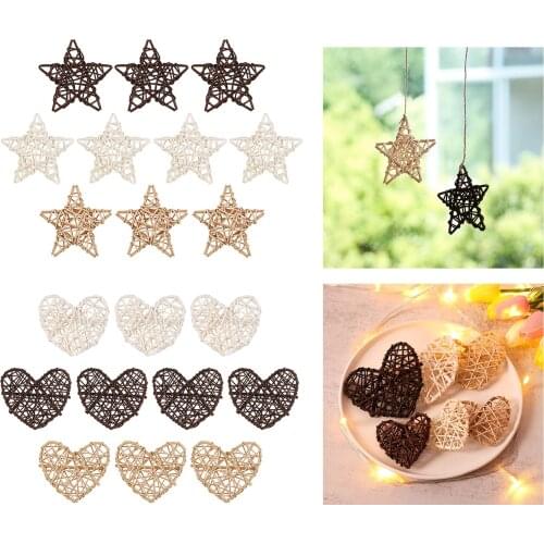 10PCS Natural Wicker Rattan Vine Ornament 4inch for Home Garden Wreath Tree Hanging Christmas Decoration Ornament Gift Accs