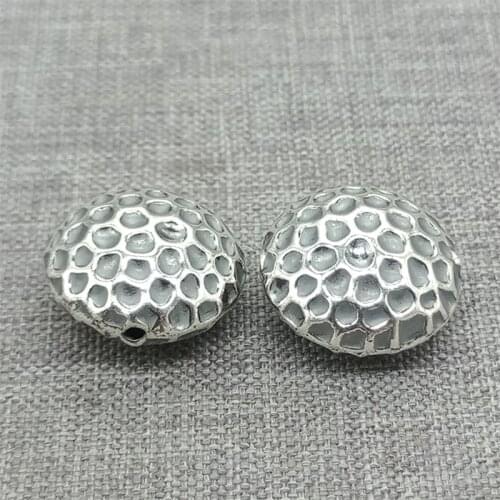 2pcs of 925 Sterling Silver Concave Round Beads Bird Nest Style for Bracelet